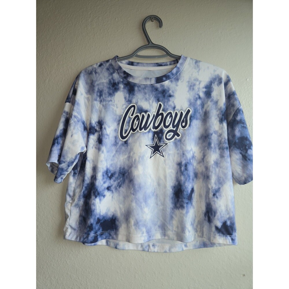 Dallas Cowboys NFL Youth XL Tie-Dye Crop T-Shirt Blue White Short Sleeve Top